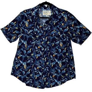 Sandrine Rose Leaf Print Button Up Blouse Women XS NWT Oversized Made in USA